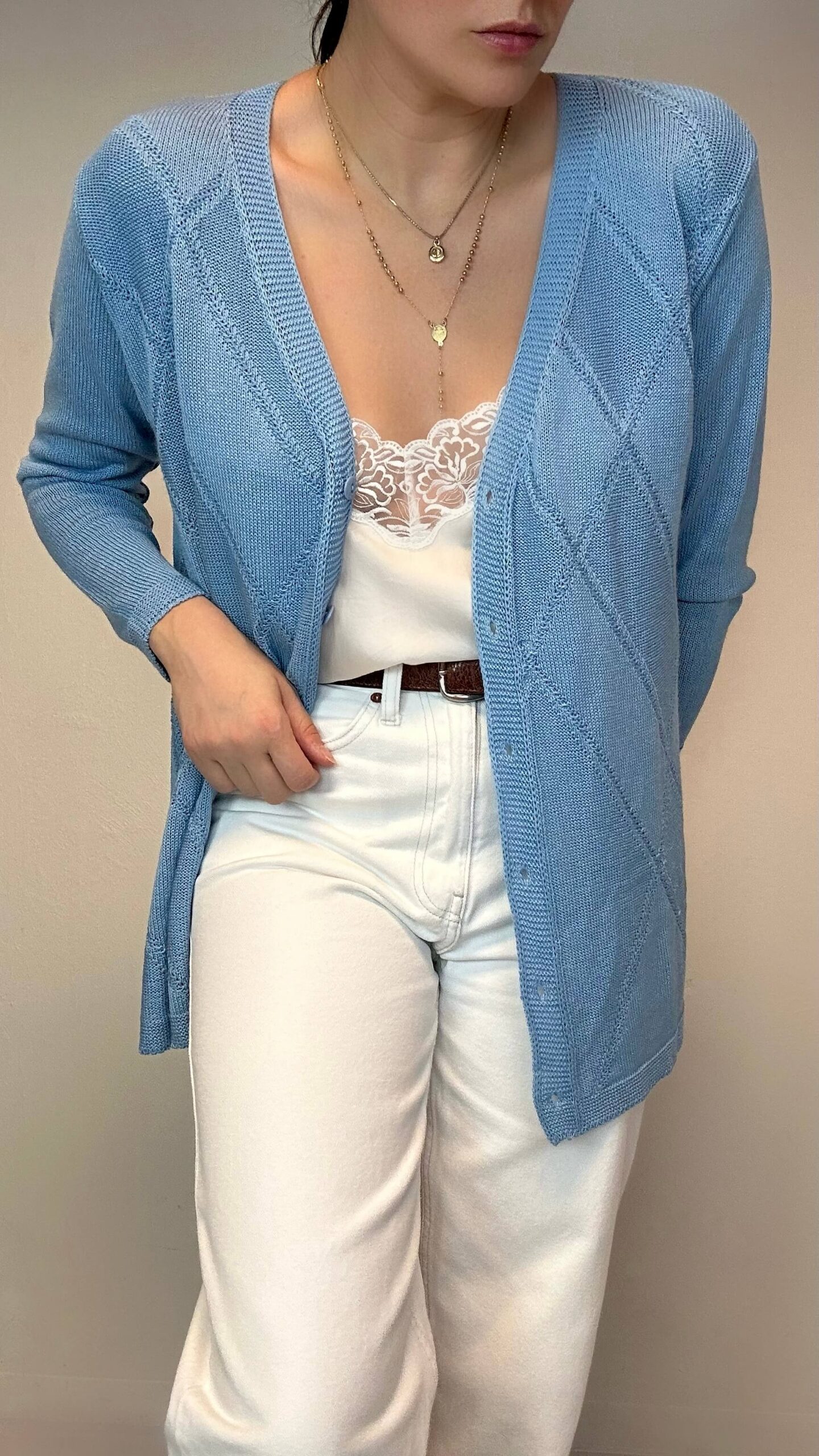 Baby blue Italian knitted cozy cardigan