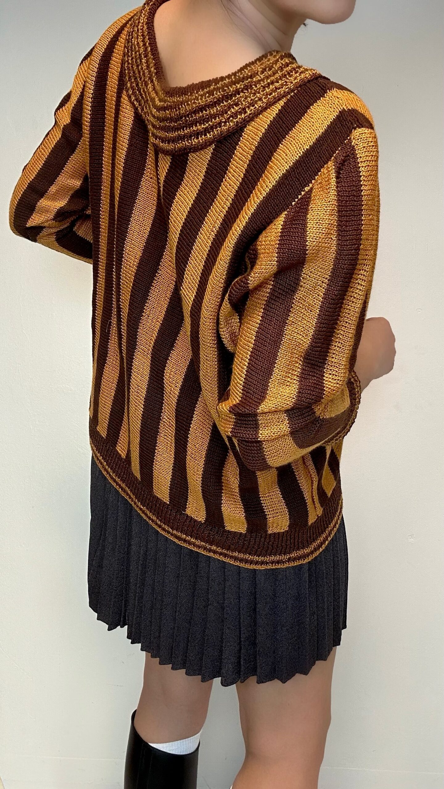 Striped hand-knitted sweater with a boat neck - Image 4