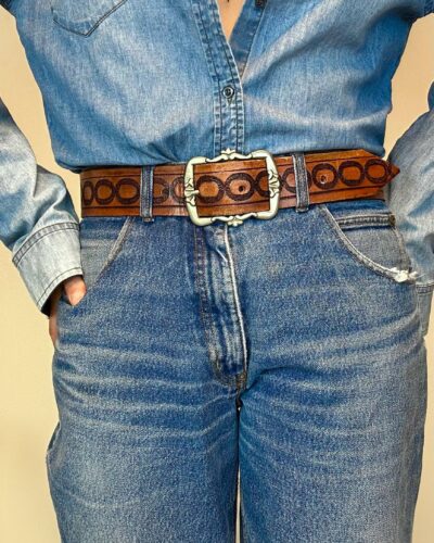 Heavy leather cowboy style belt