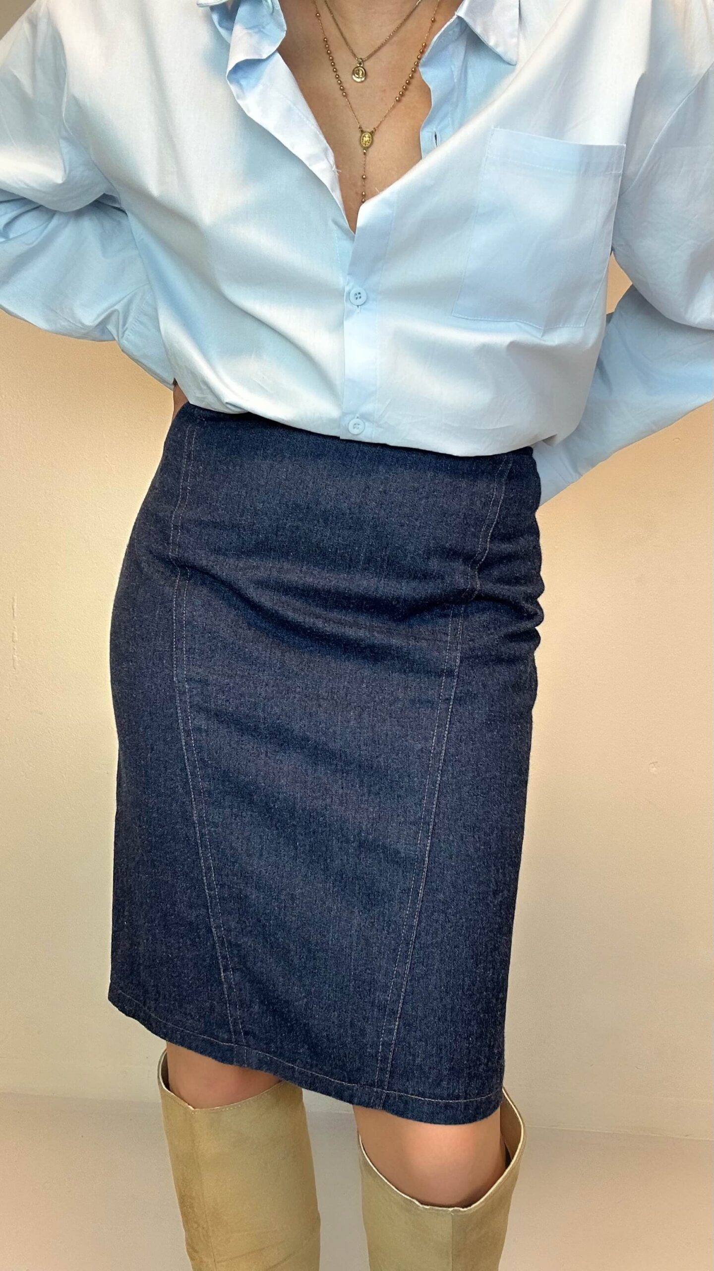 Denim classic pencil skirt