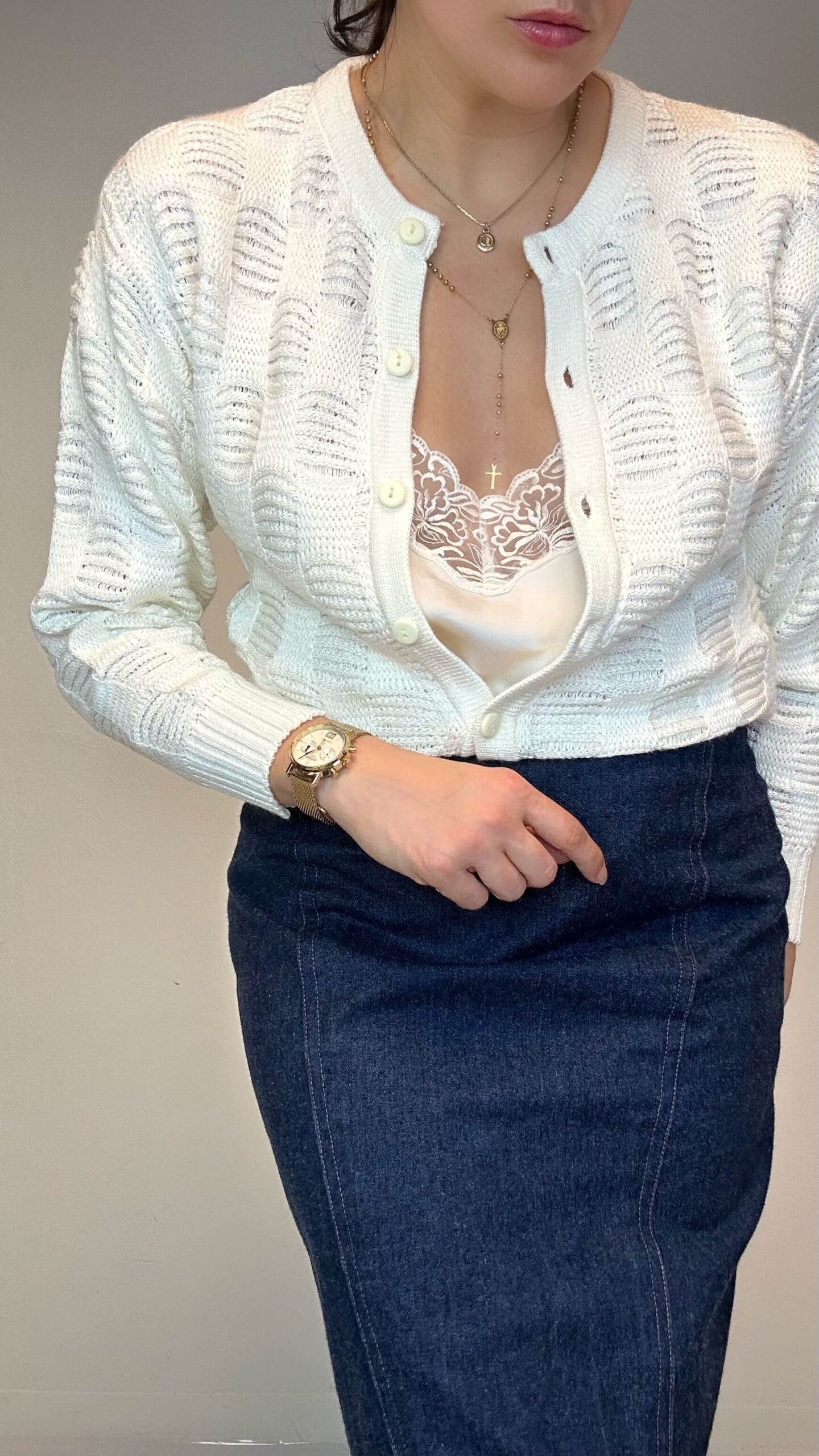 Creamy Italian cotton cardigan