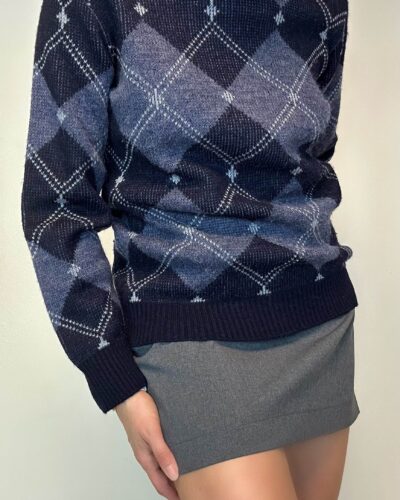 Argyle woolen high neck sweater