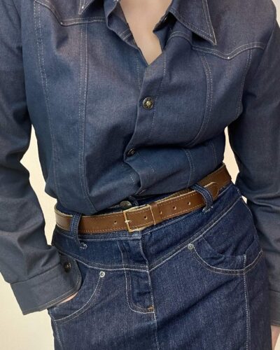 Western dark blue stretchy shirt. Italy