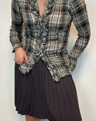 TRUSSARDI tartan stretchy blouse