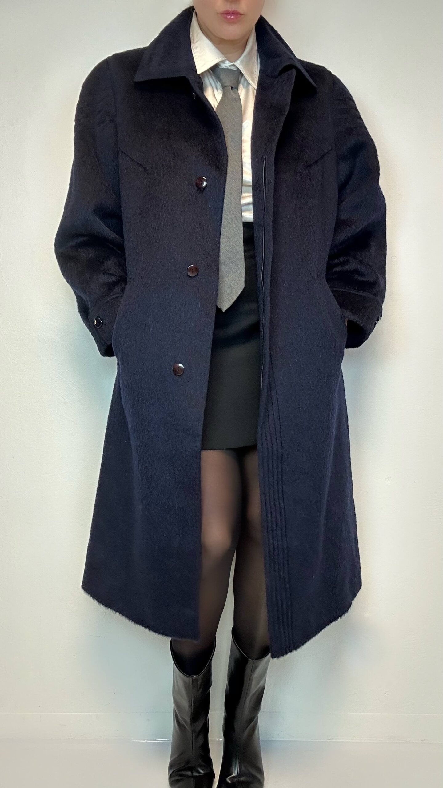 Indigo blue woolen coat