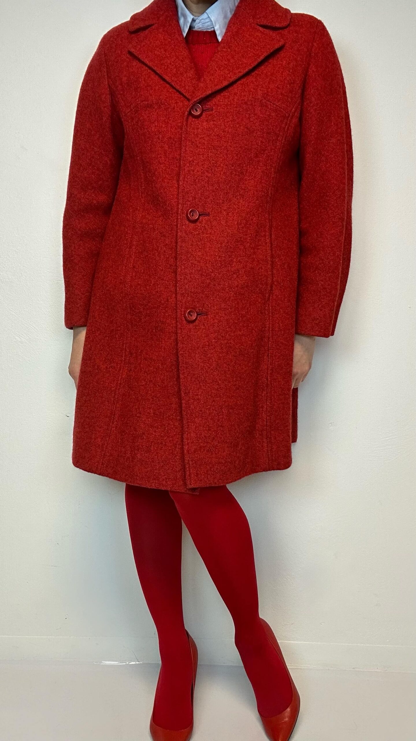 Fire brick red woolen coat