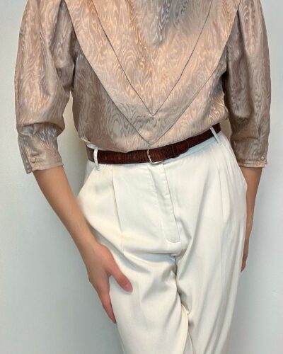 Tan beige patterned blouse