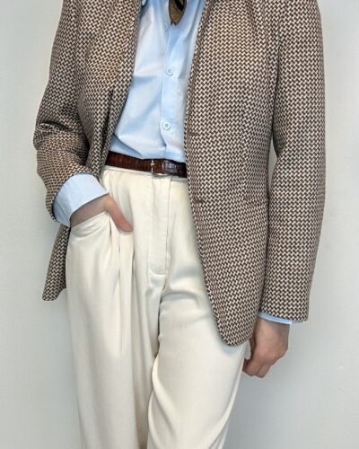 Houndstooth latte beige woolen jacket