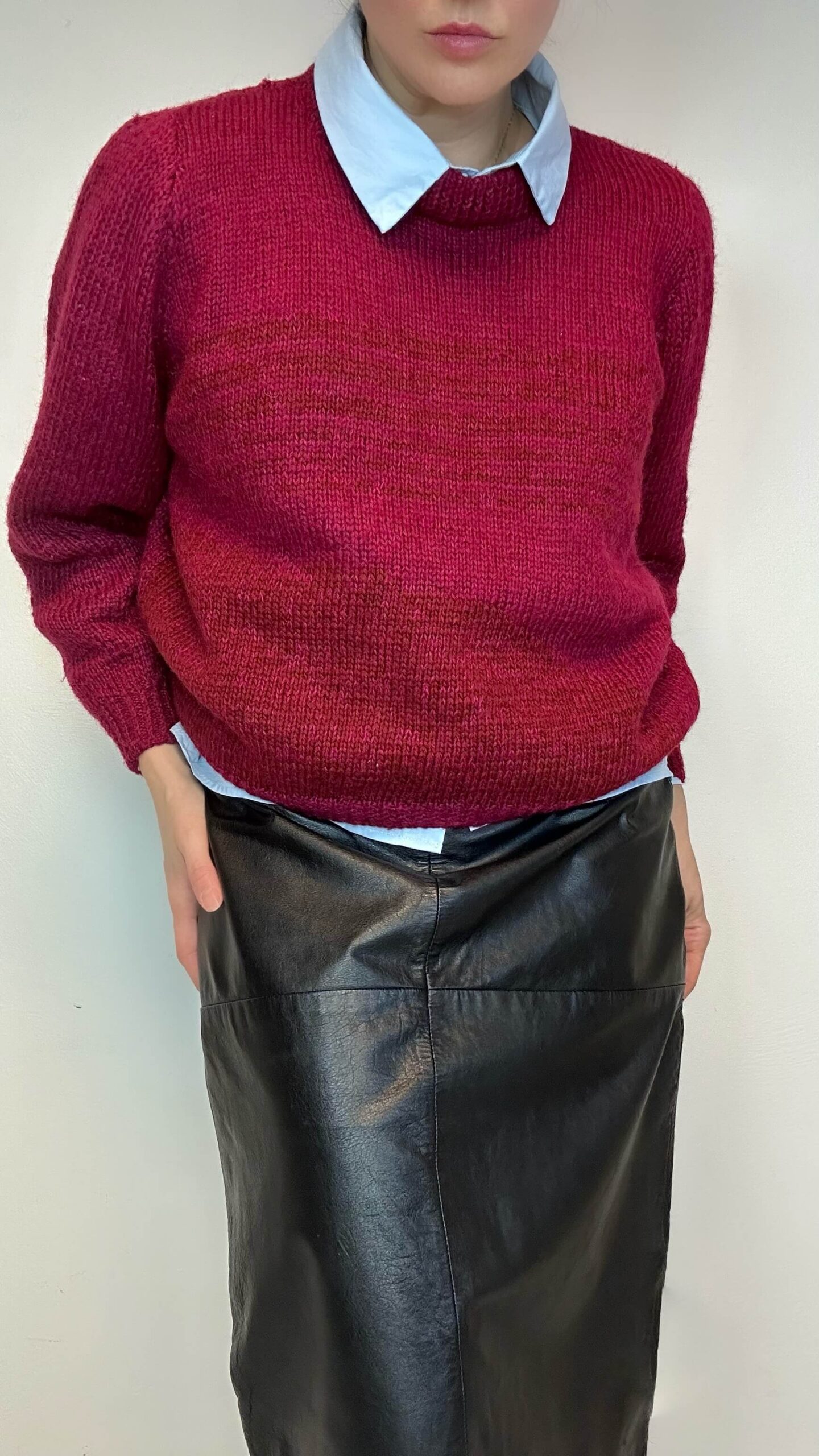 Burgundy hand-knitted sweater