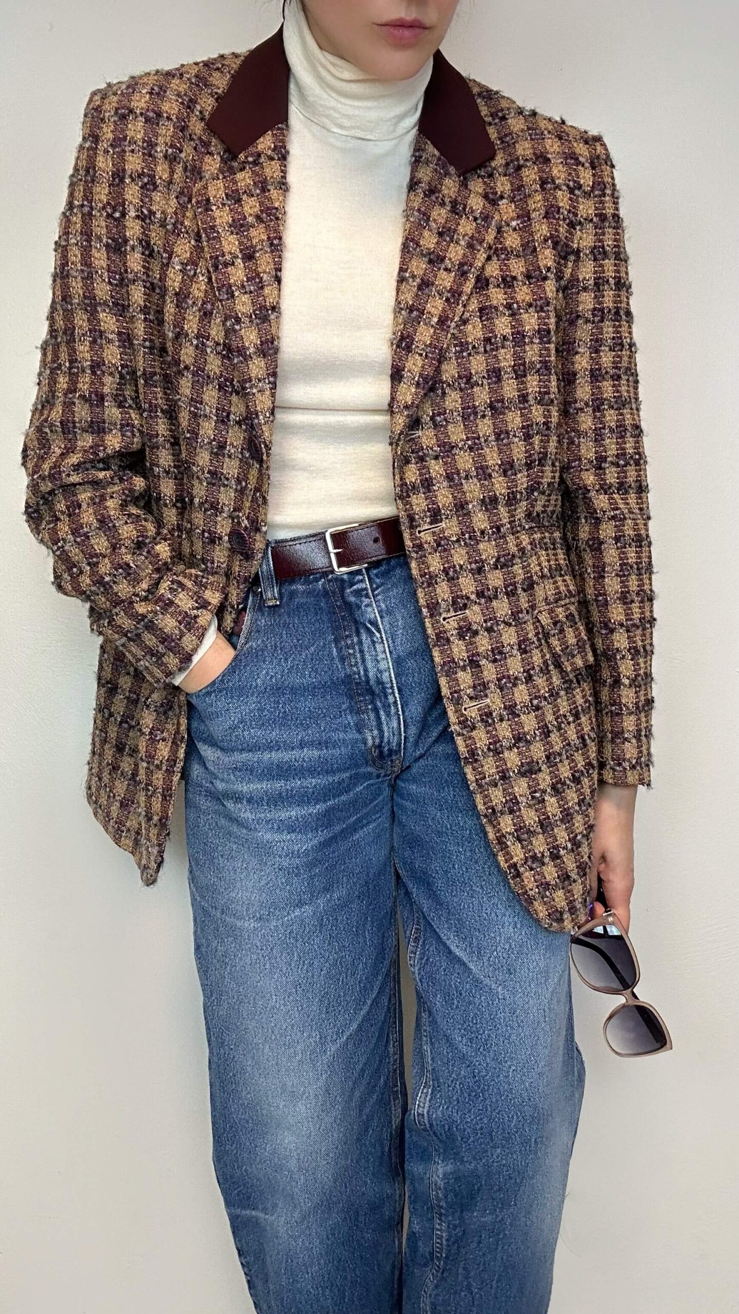 Burgundy tweed woolen jacket