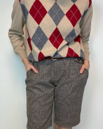 Argyle woolen/angora turtleneck unisex sweater