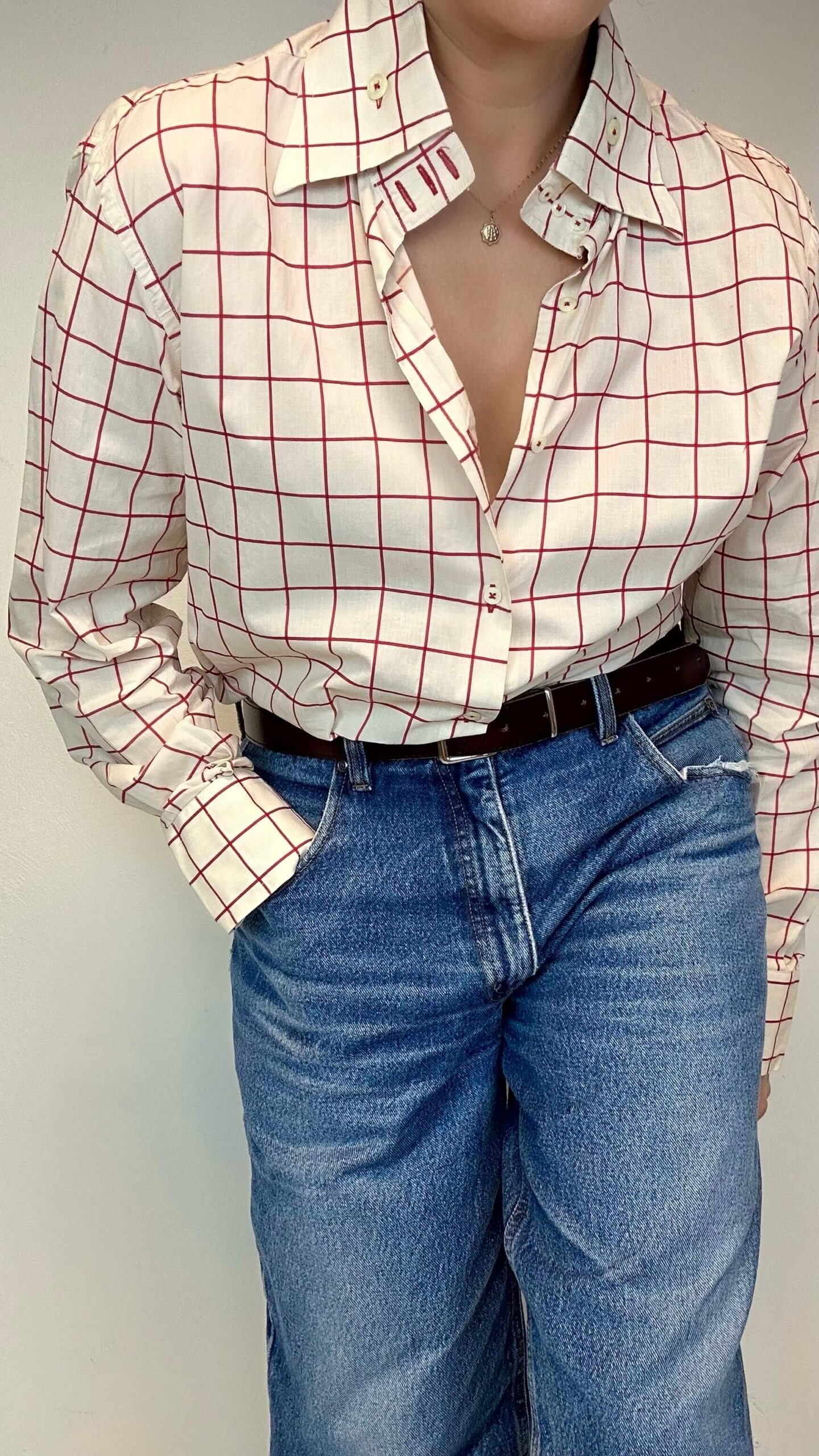 Italian hand made check cotton unisex shirt