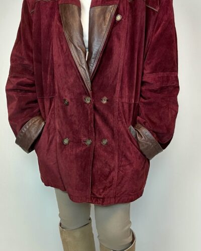 Burgundy suede leather jacket