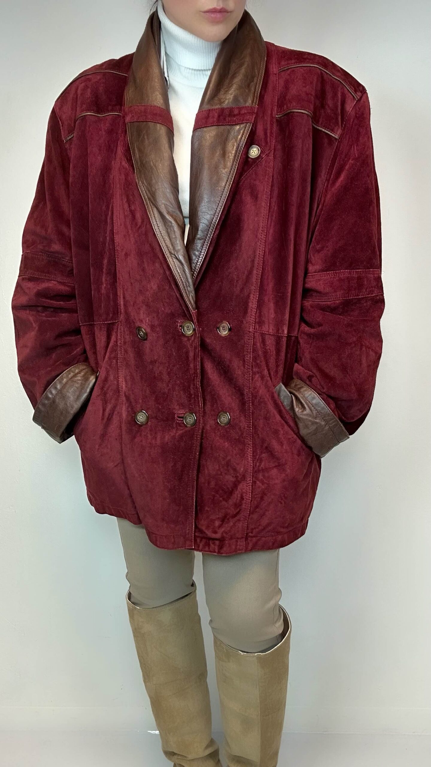 Burgundy suede leather jacket