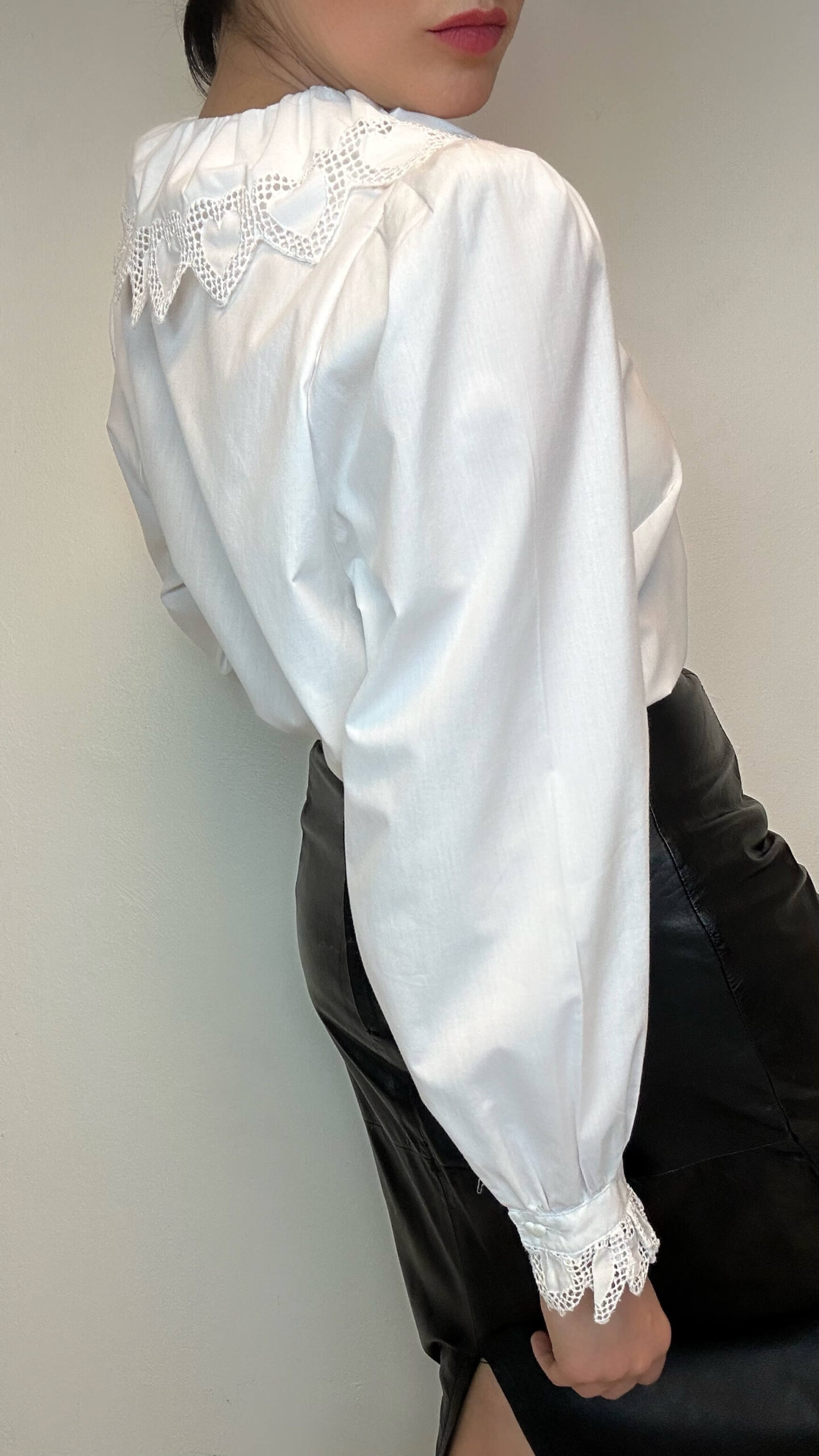 Puff sleeve white blouse with heart ruffles - Image 3