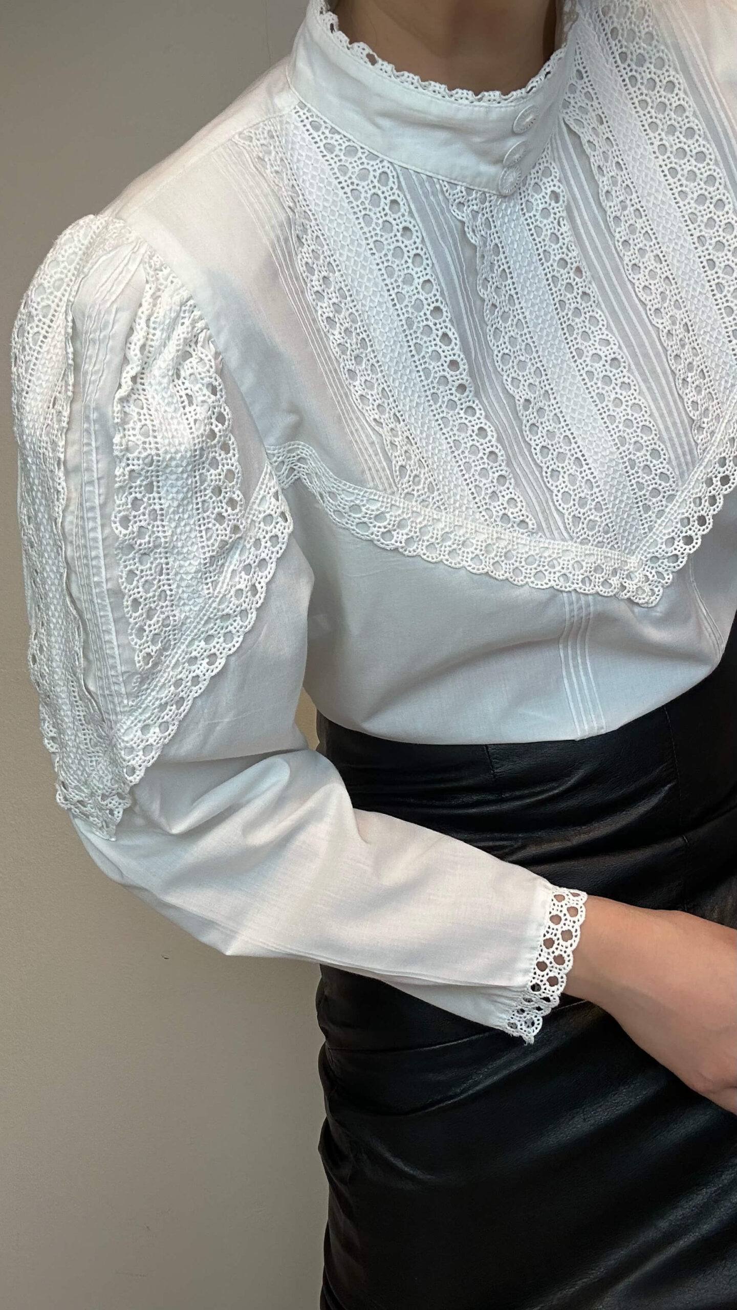 Statement white cottage blouse with a heavy embroidery - Image 2