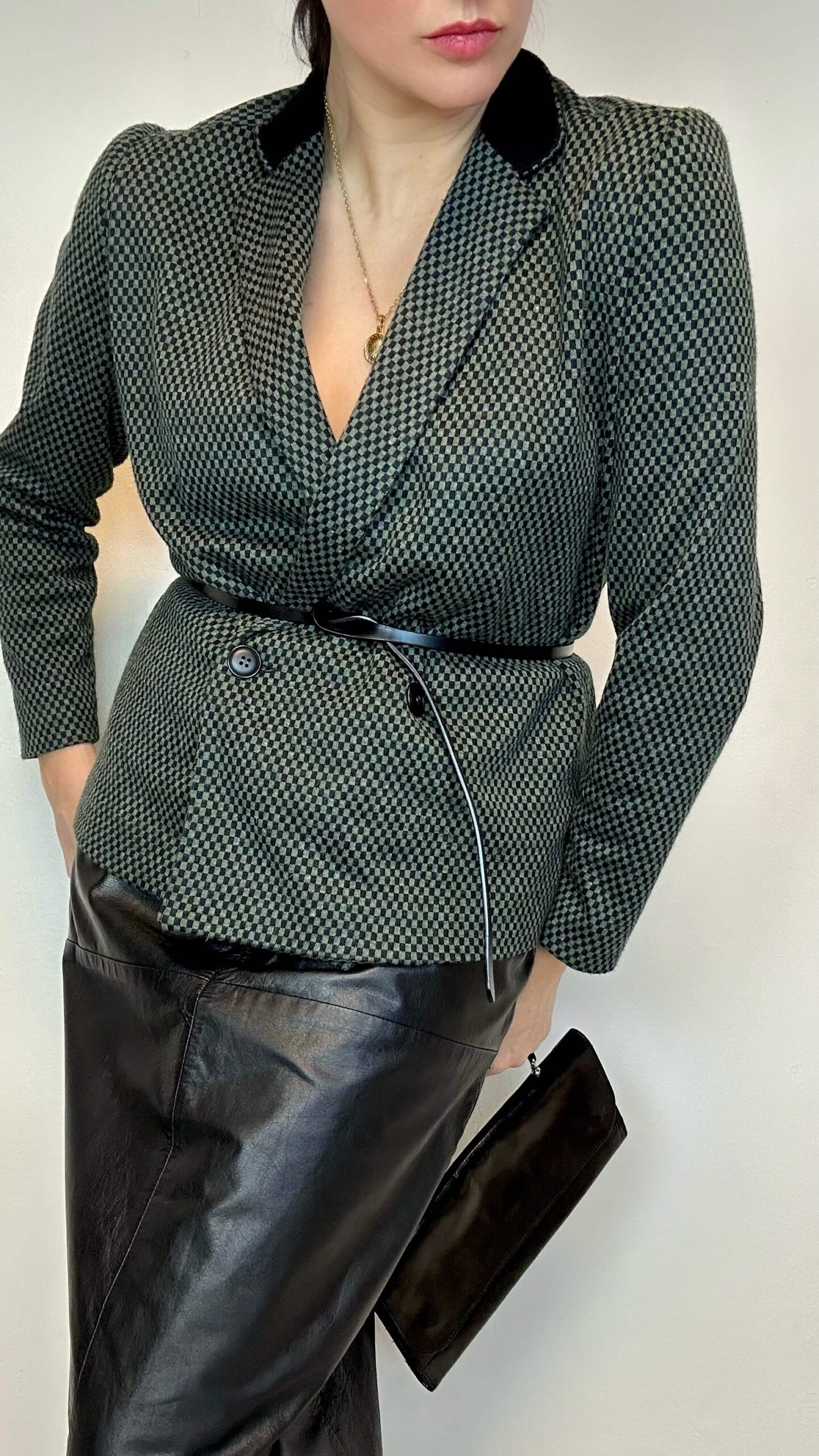 Wool blended moss green blazer/cardigan
