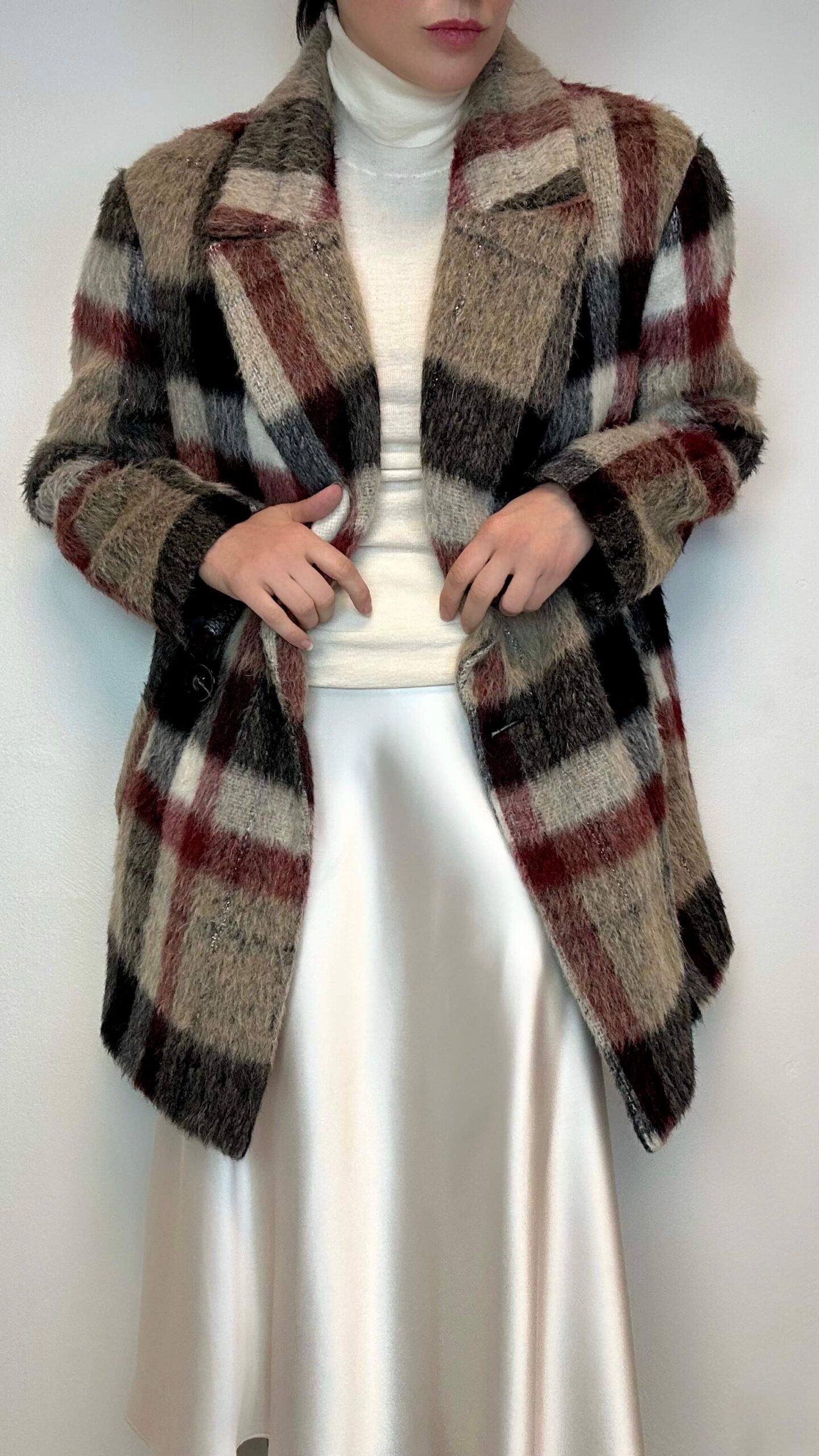 Plaid mohair woolen coat - Image 2