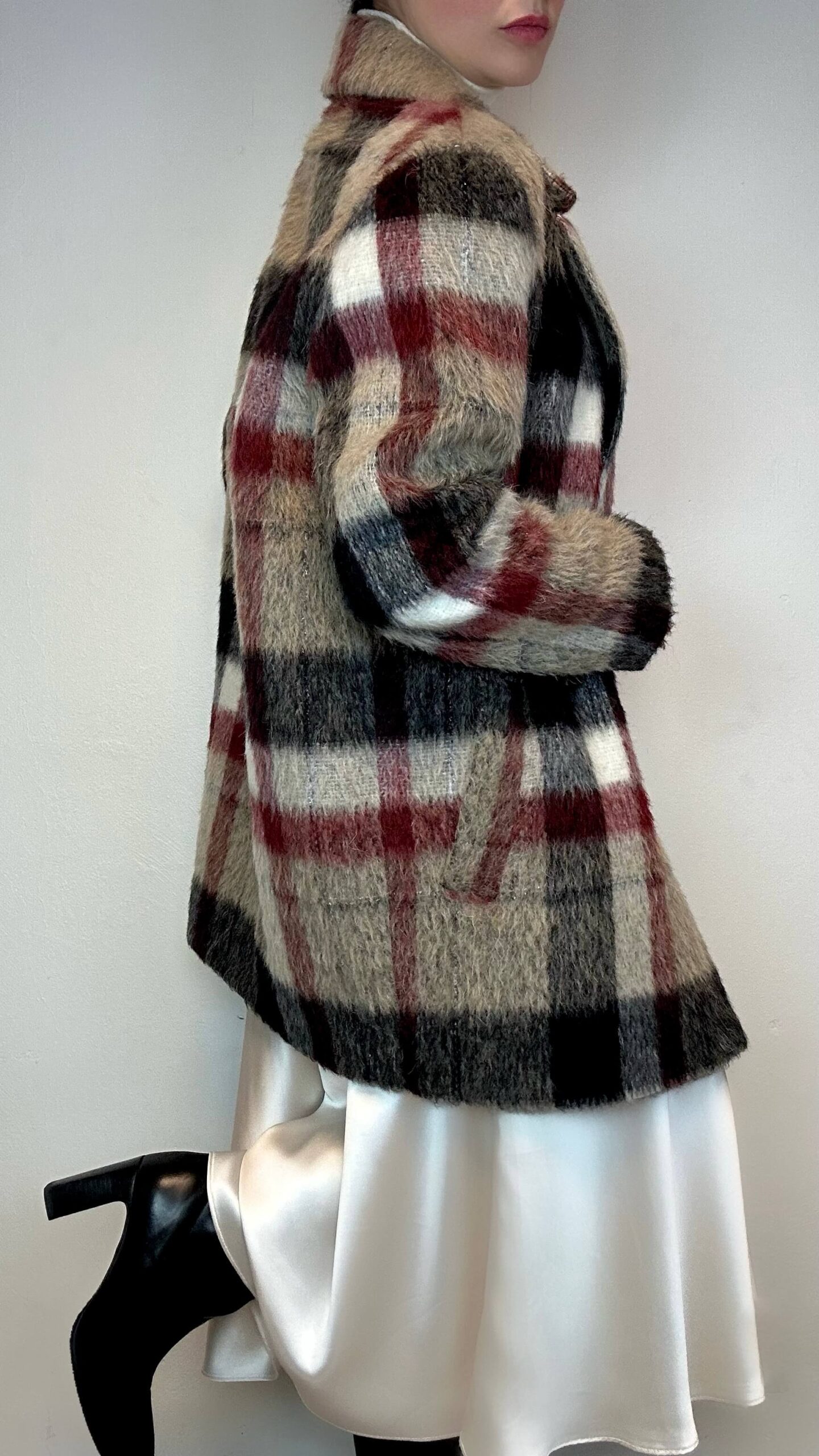 Plaid mohair woolen coat - Image 3