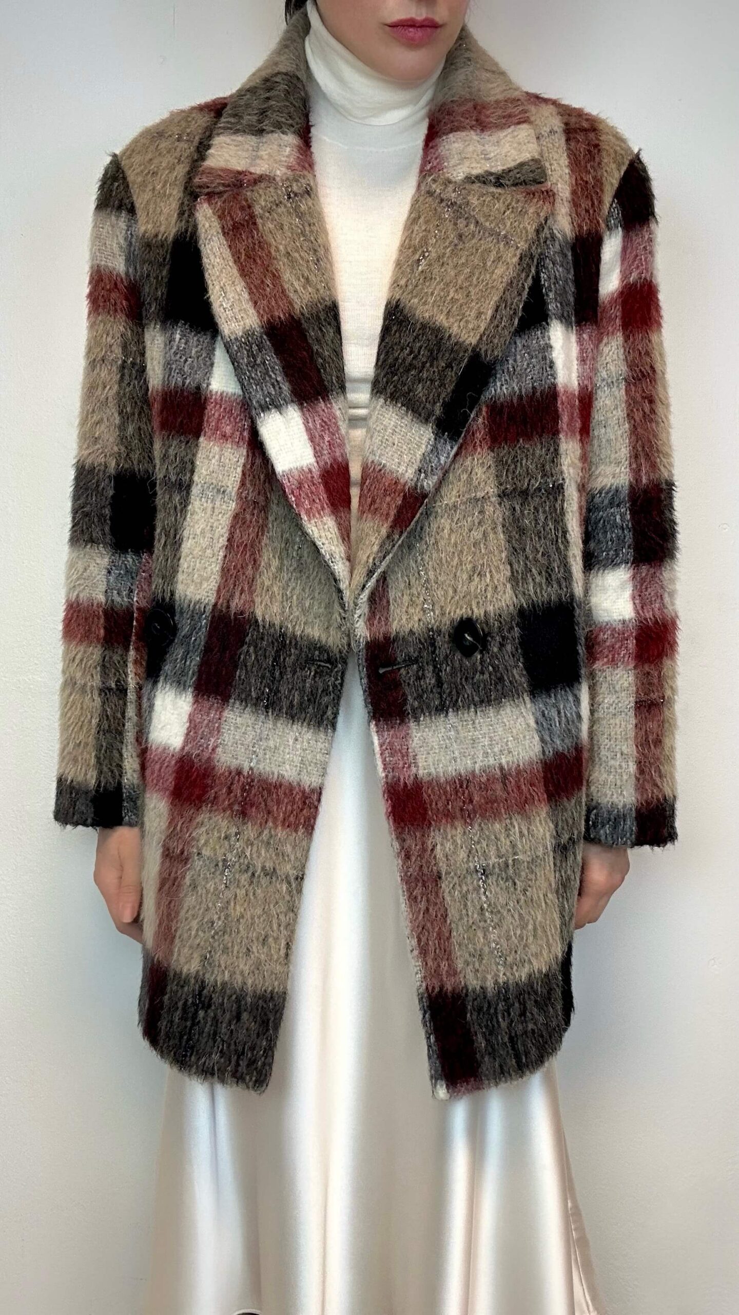 Plaid mohair woolen coat - Image 4