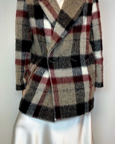 Plaid mohair woolen coat