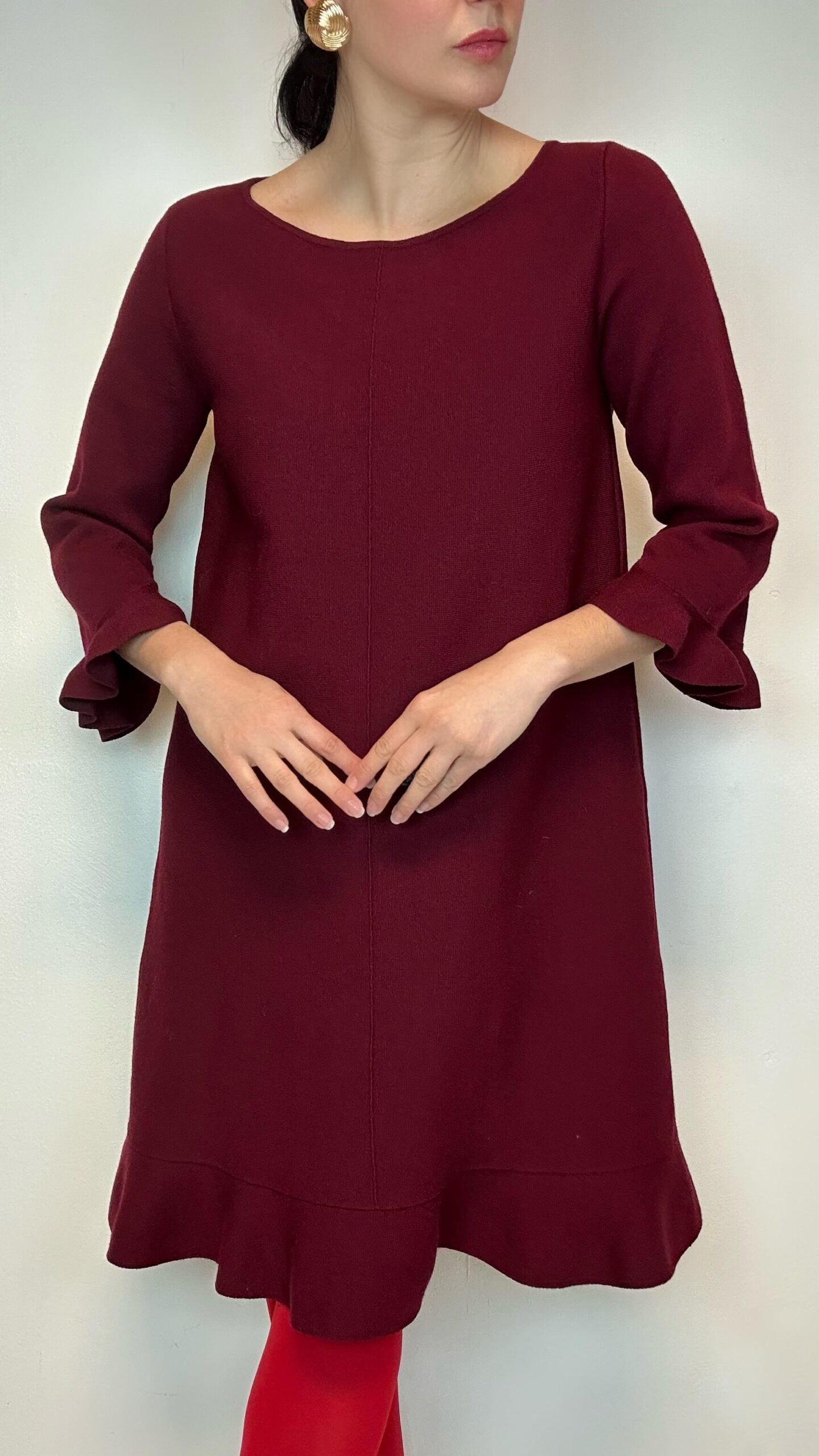 Woolen burgundy Luisa Spagnoli dress - Image 2