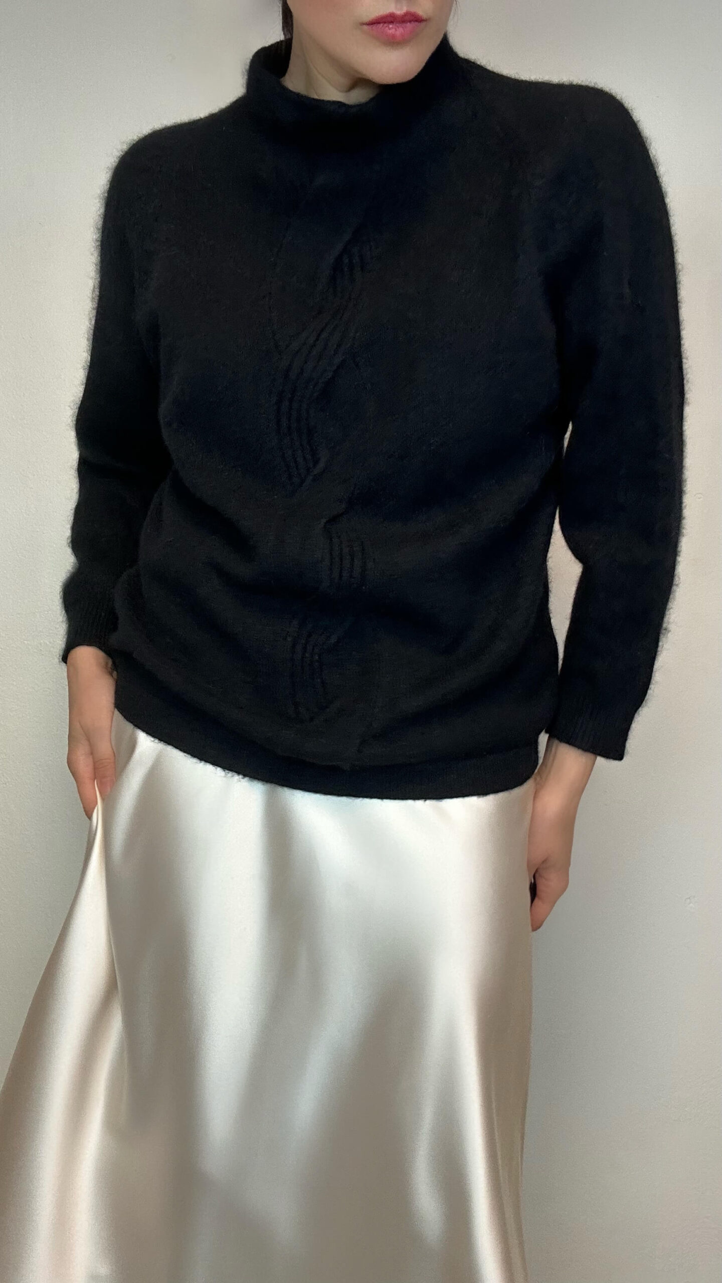 Angora woolen black sweater - Image 2