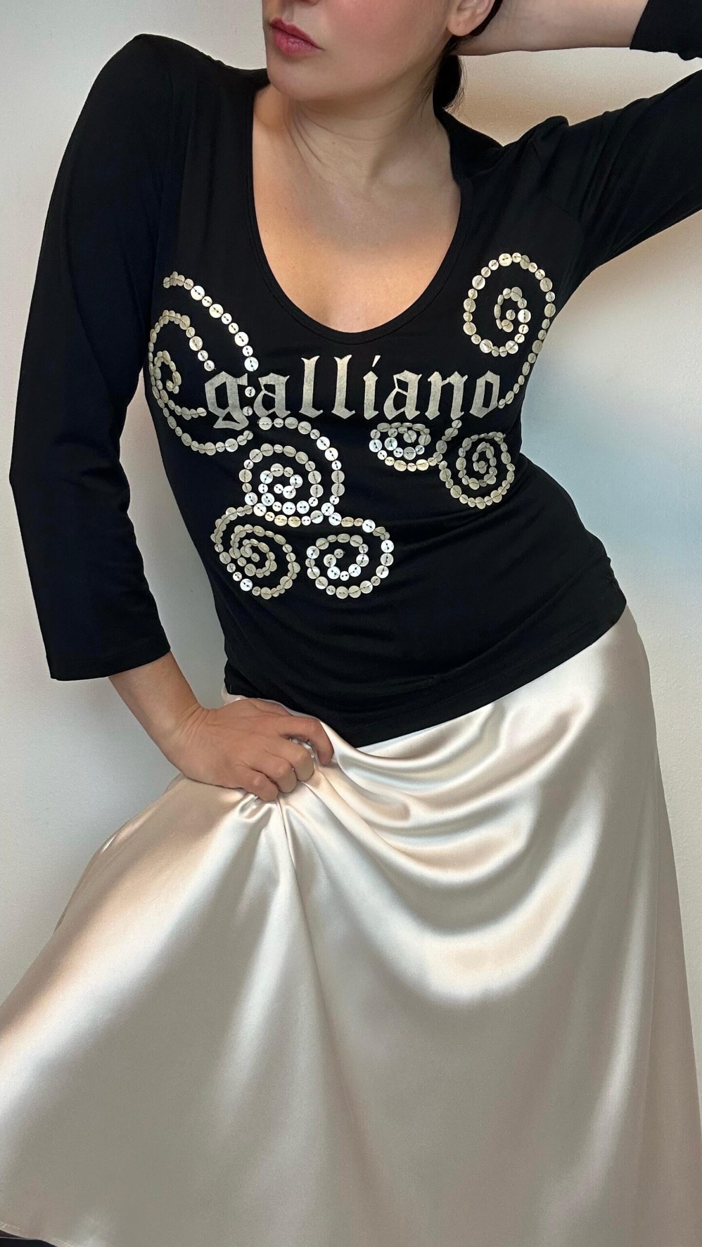 JOHN GALLIANO stretch scoop/neck long sleeve top - Image 2