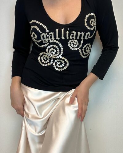 JOHN GALLIANO stretch scoop/neck long sleeve top