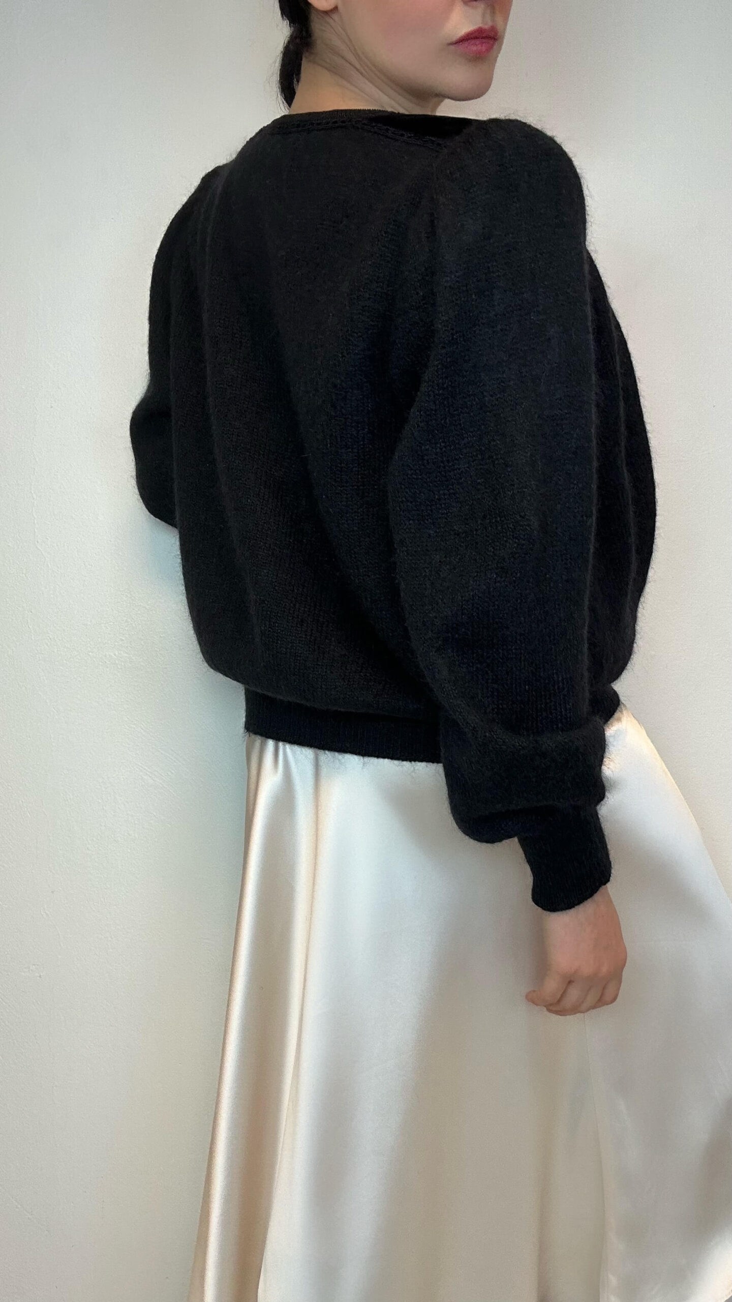 Italian mohair wrap cardigan with puff sleeves - Image 2