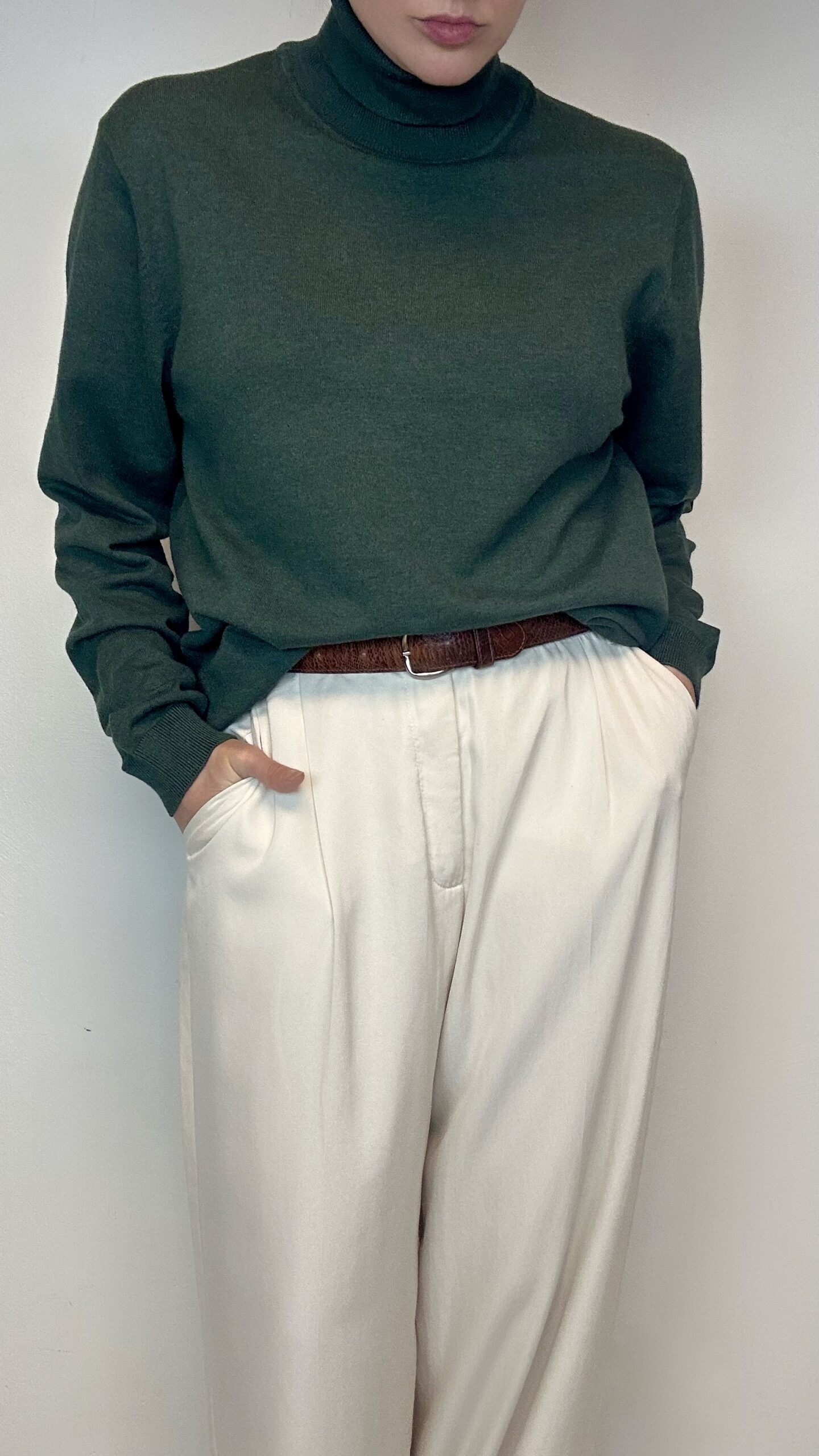 Moss green unisex turtleneck sweater