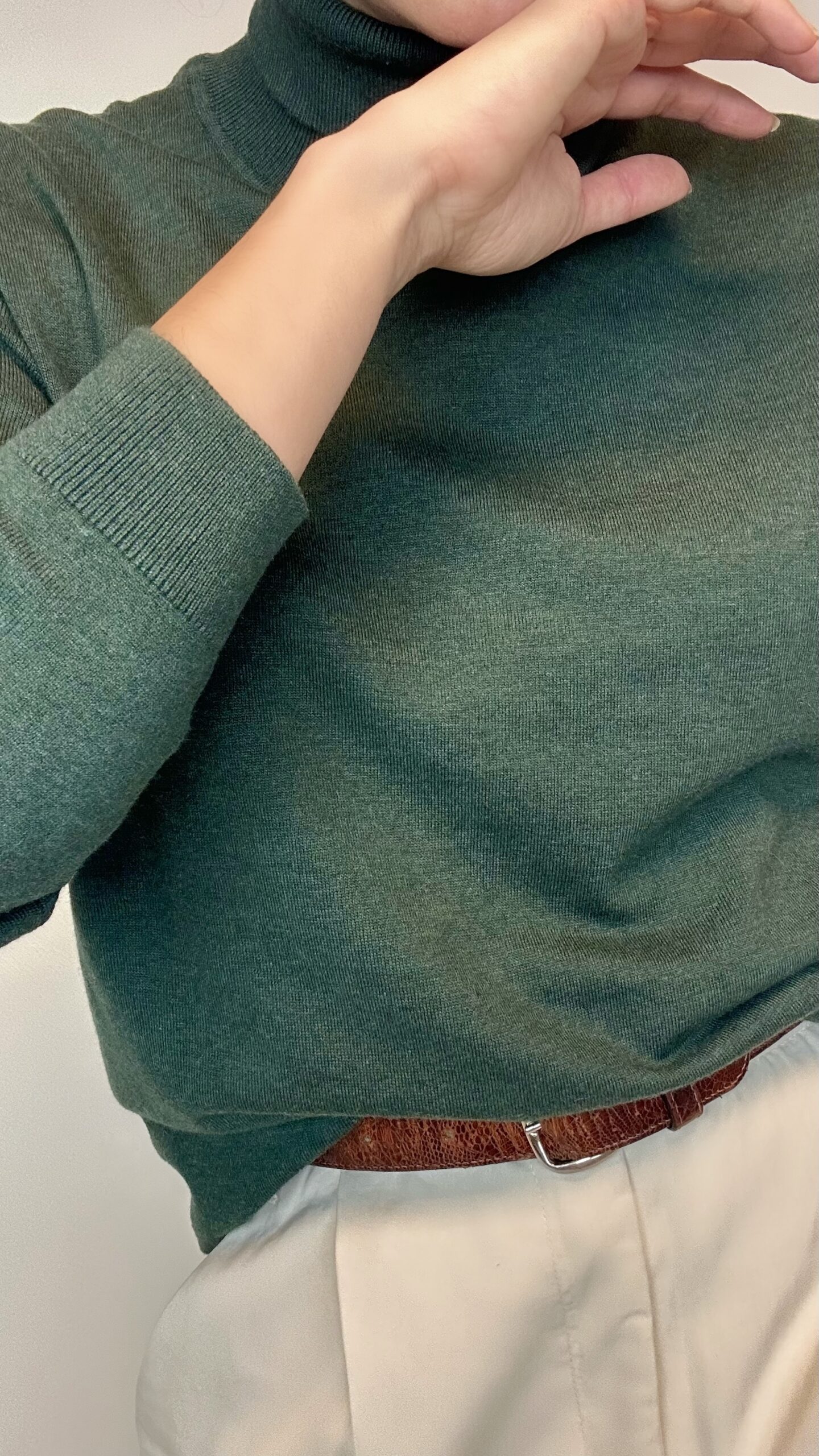 Moss green unisex turtleneck sweater - Image 4