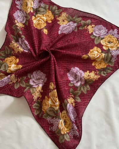 BURBERRYS floral burgundy cotton handkerchief
