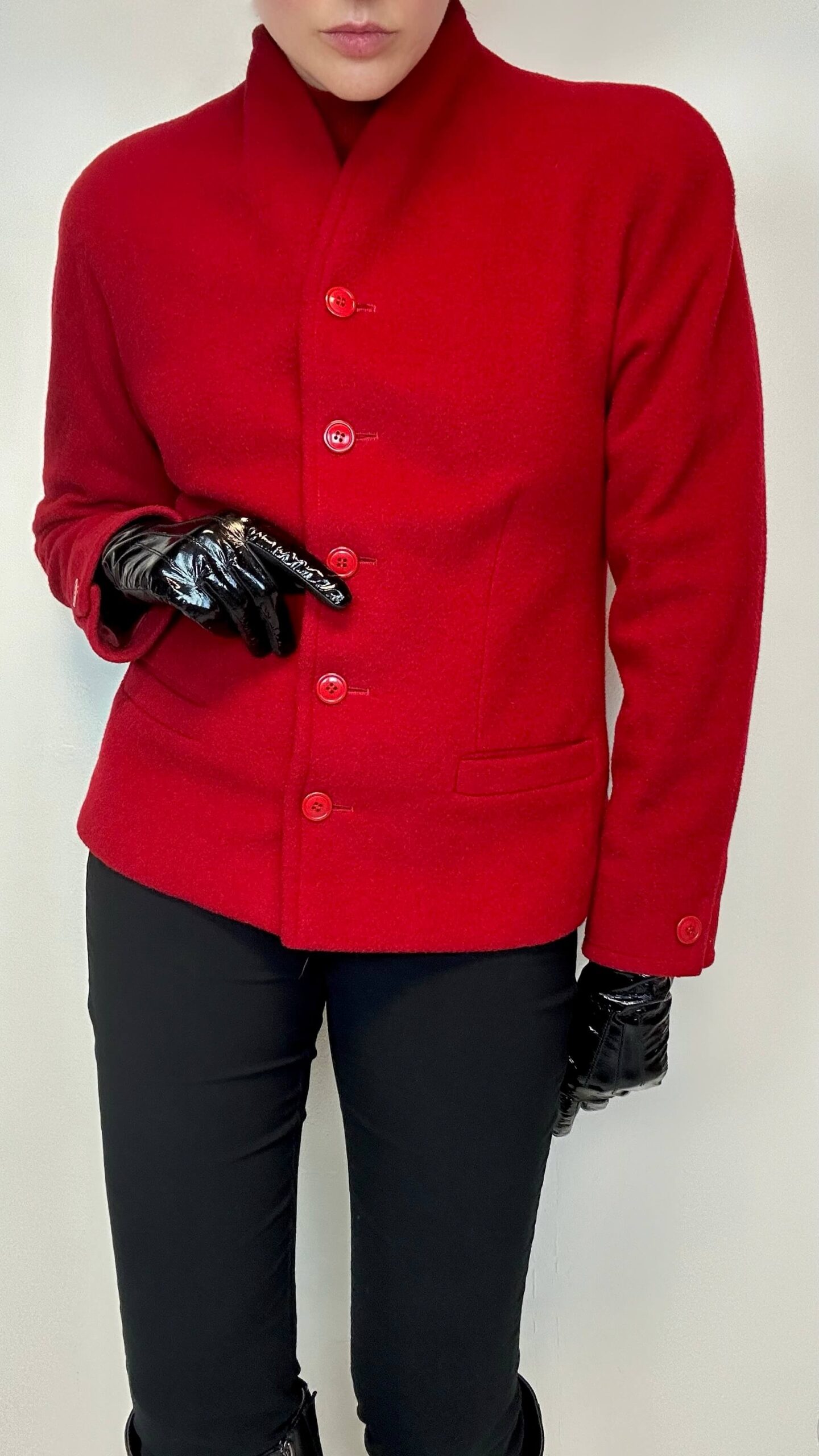 Bear's Line by LAURA BIAGIOTTI woolen berry red short coat