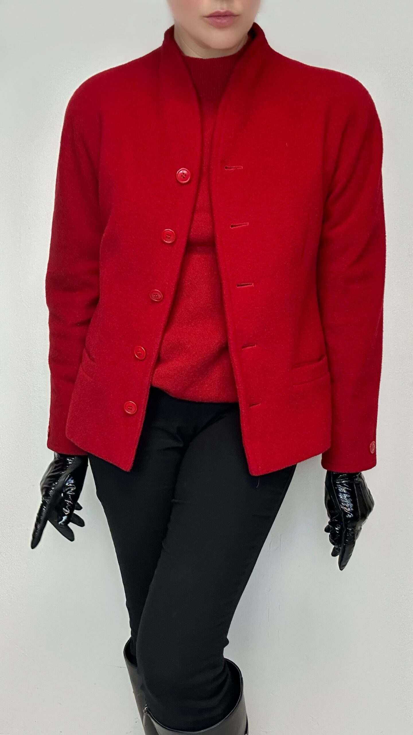 Bear's Line by LAURA BIAGIOTTI woolen berry red short coat - Image 6