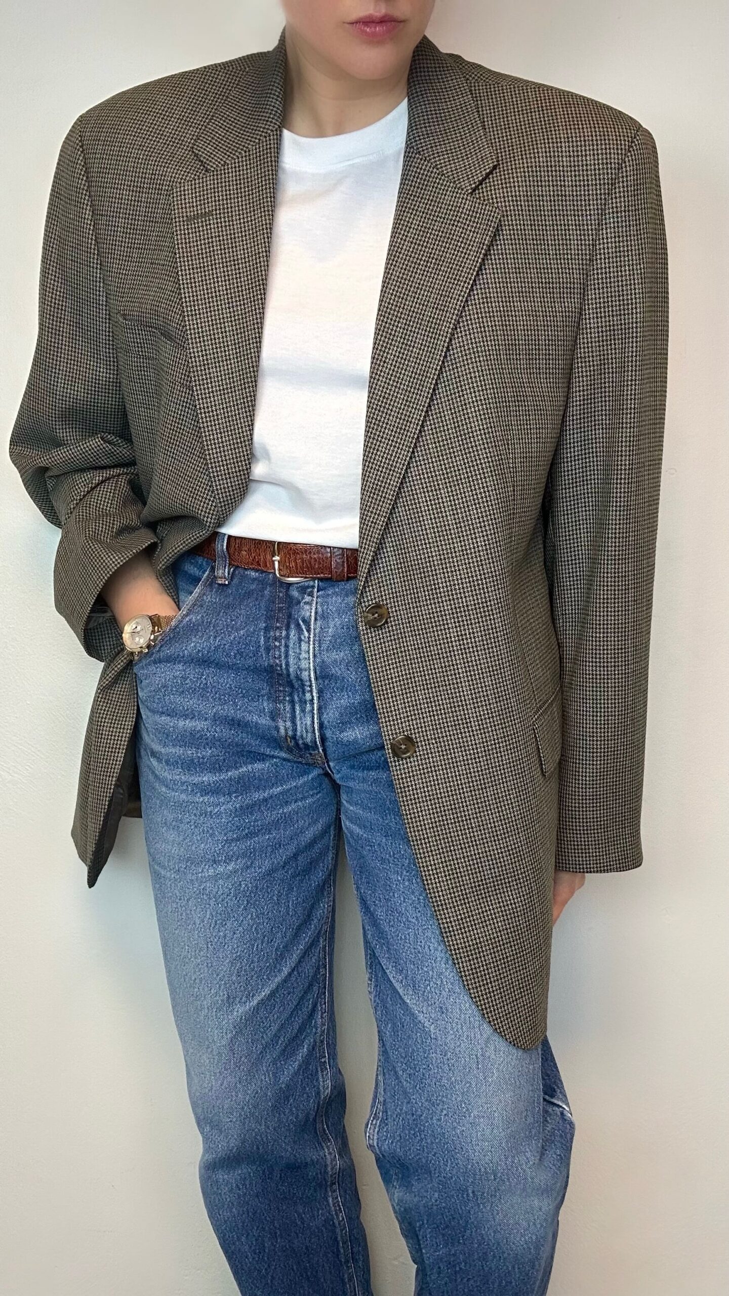 RALPH LAUREN plaid silk/wool masculine blazer