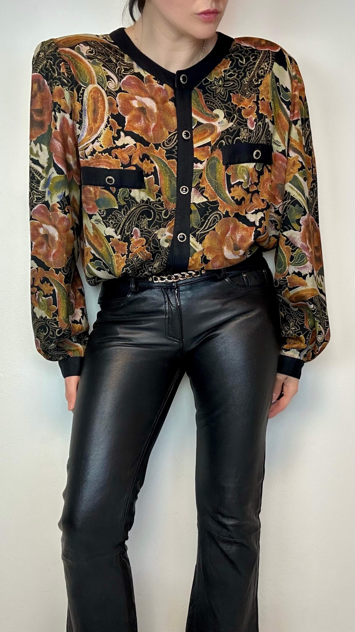 Paisley soft viscose blouse in earth tones