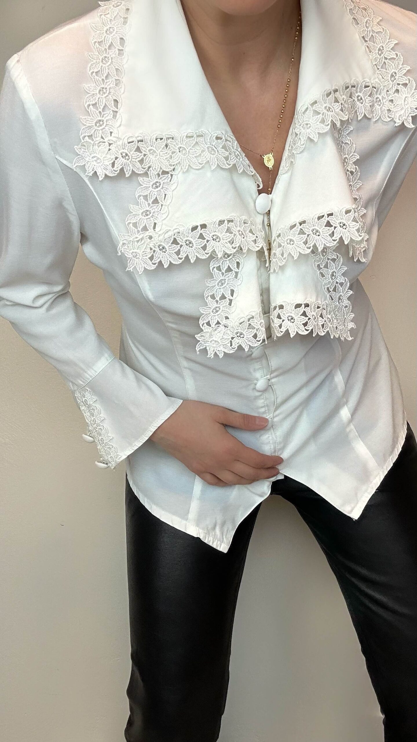 Romantic blouse with a statement cascade collar - Image 3