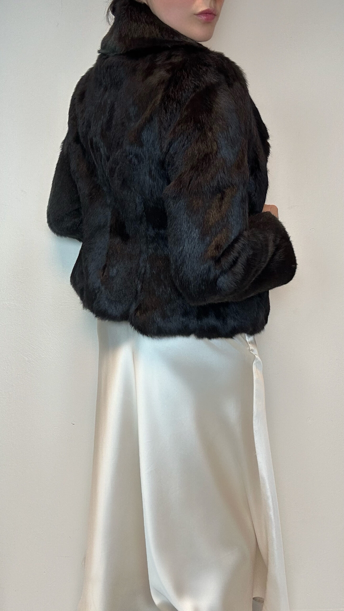 Dark brown genuine fur jacket - Image 3