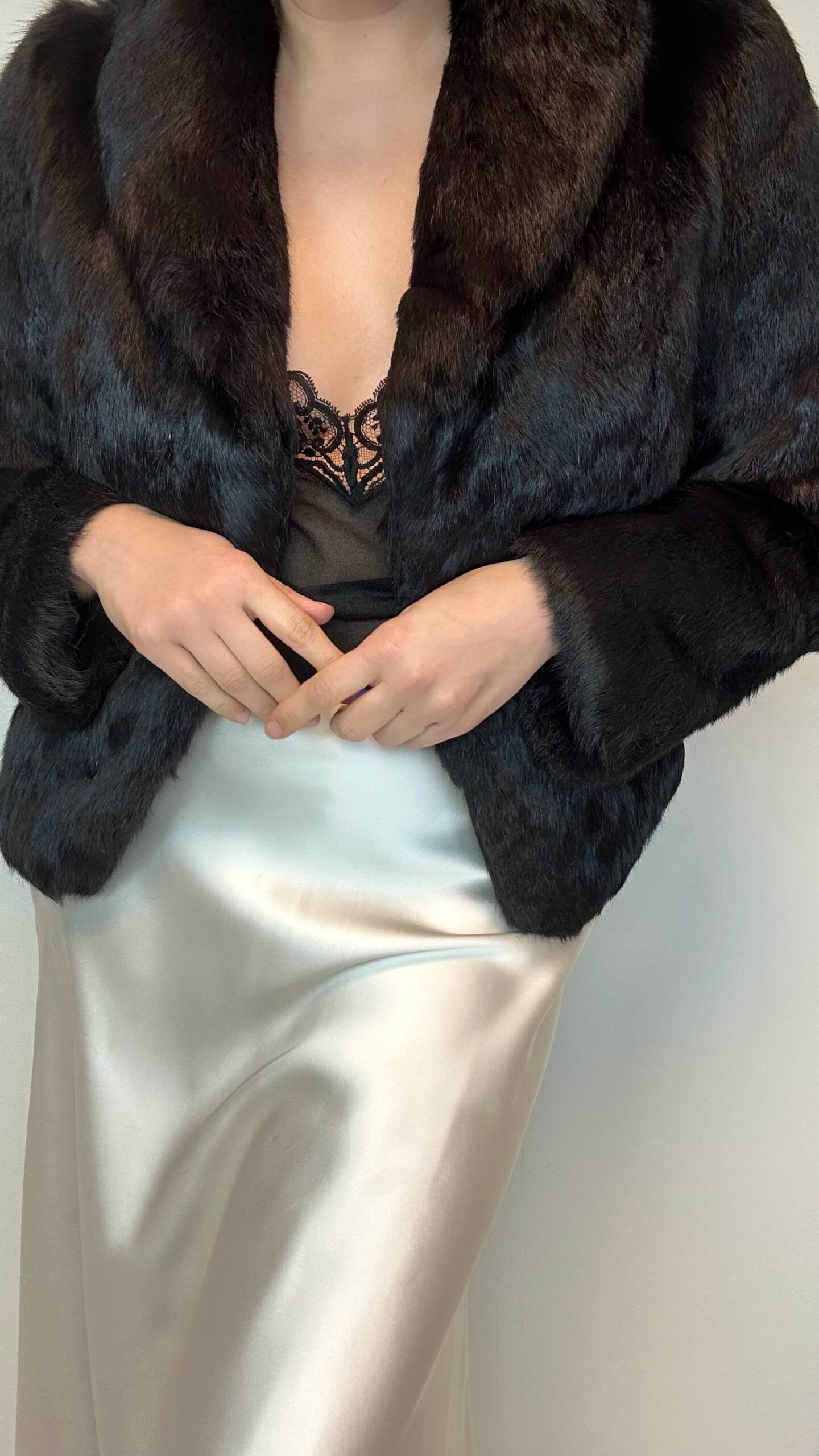 Dark brown genuine fur jacket - Image 4