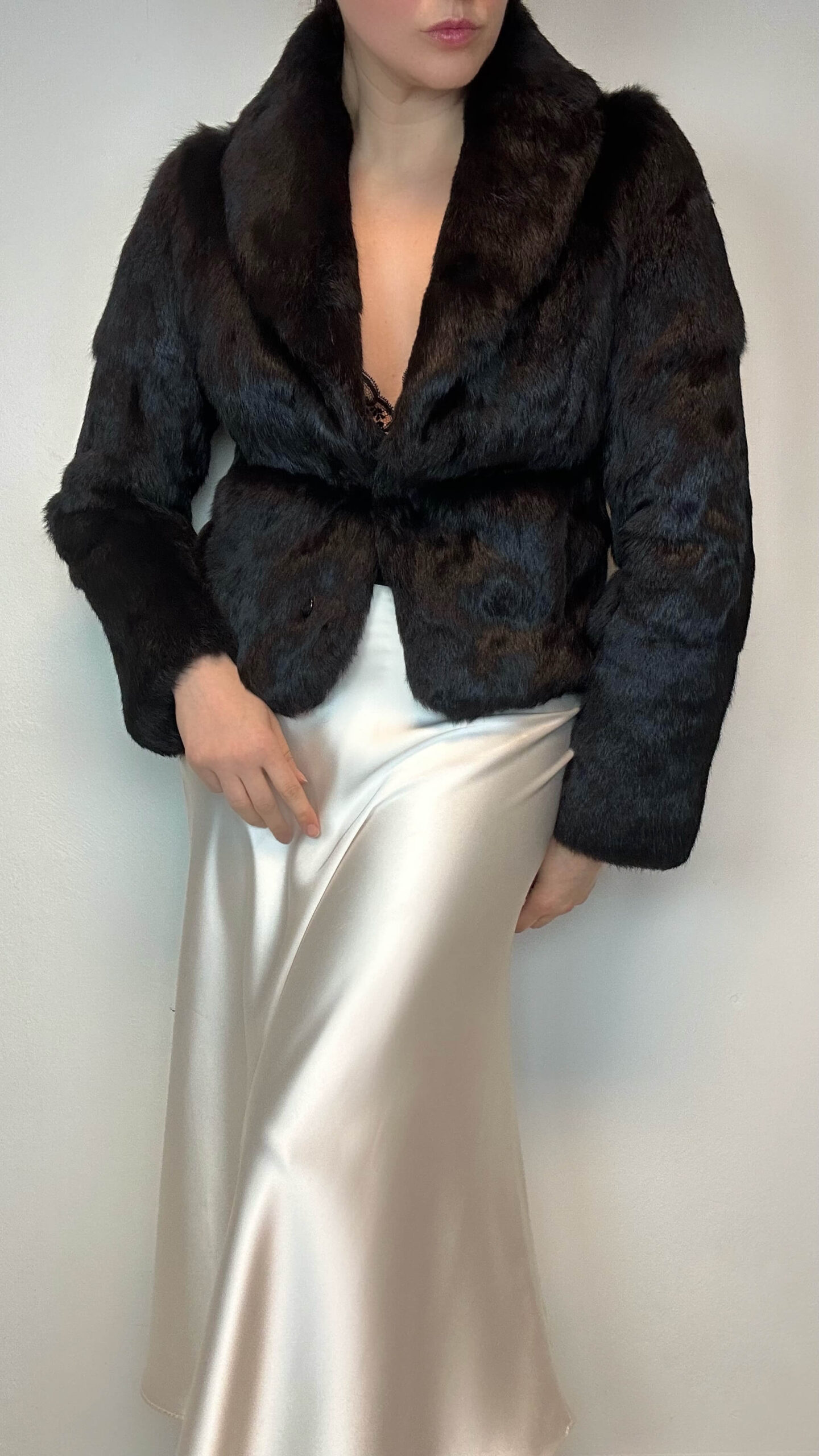 Dark brown genuine fur jacket - Image 5