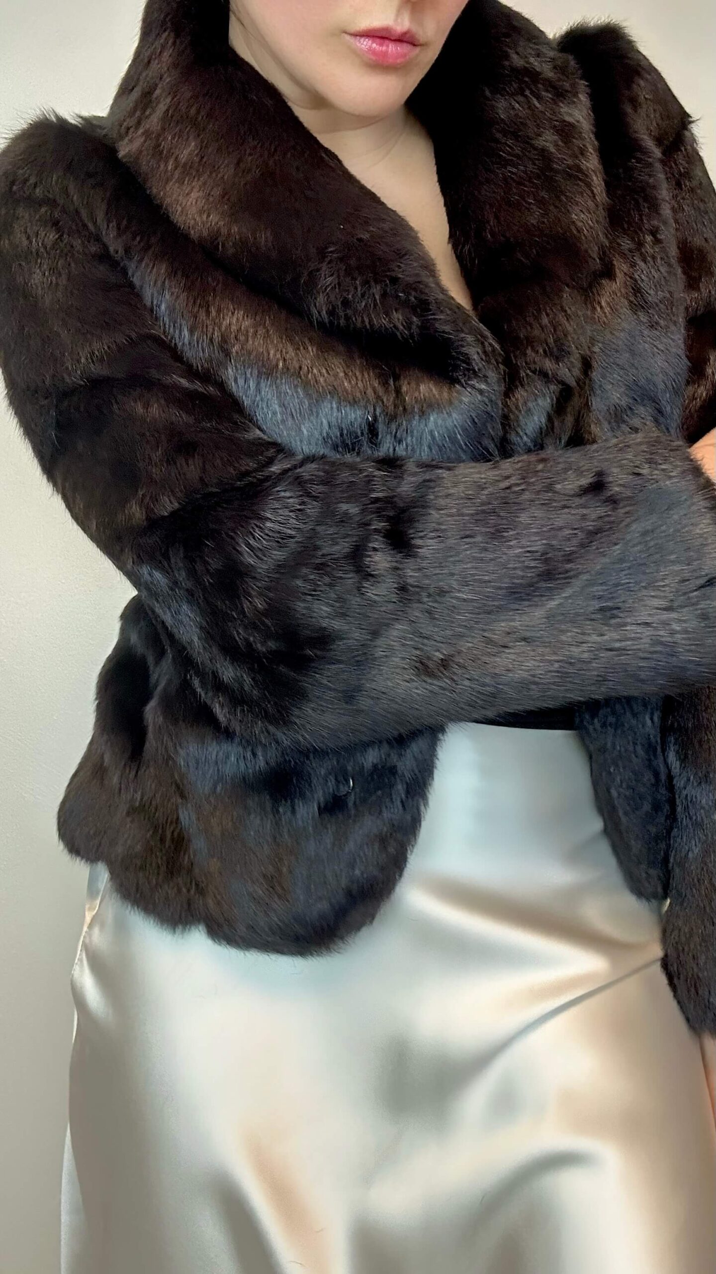 Dark brown genuine fur jacket - Image 6