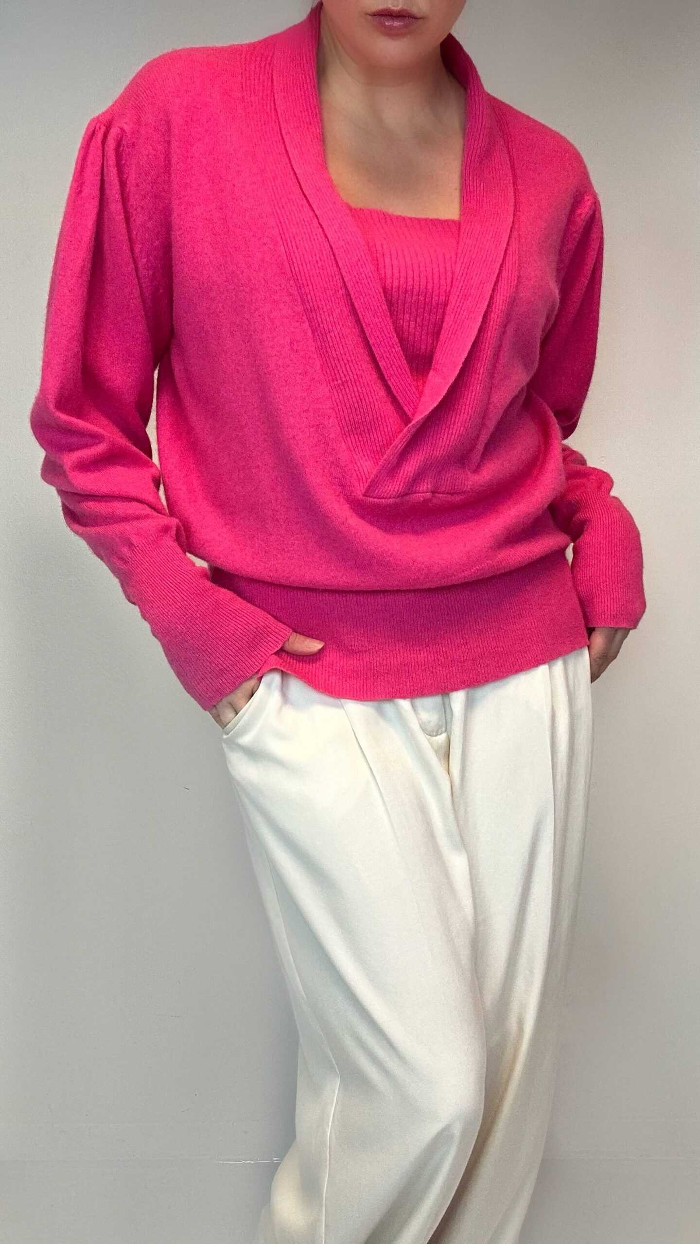 Angora blended woolen baby pink sweater