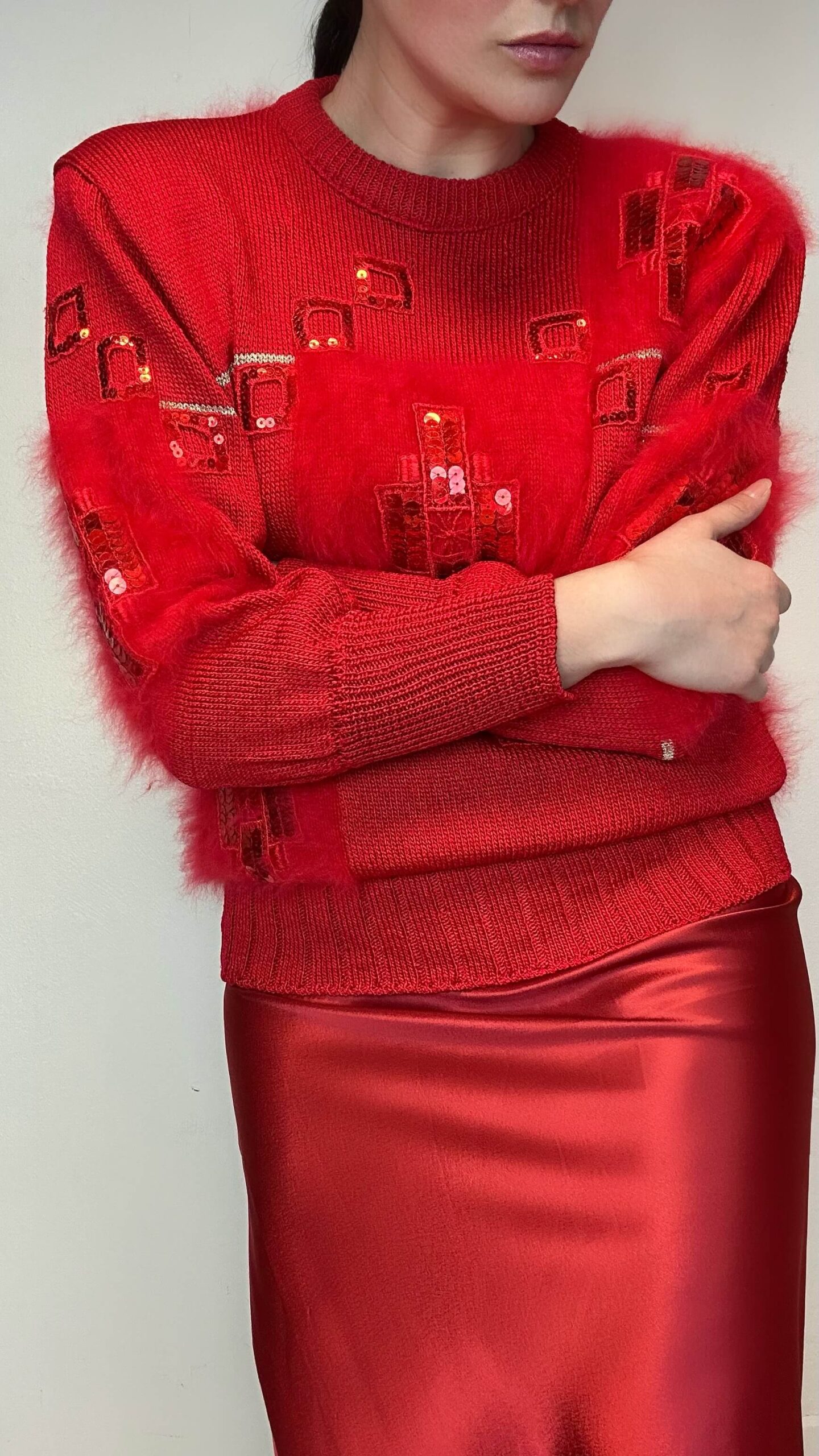 Fatal red angora blended pullover