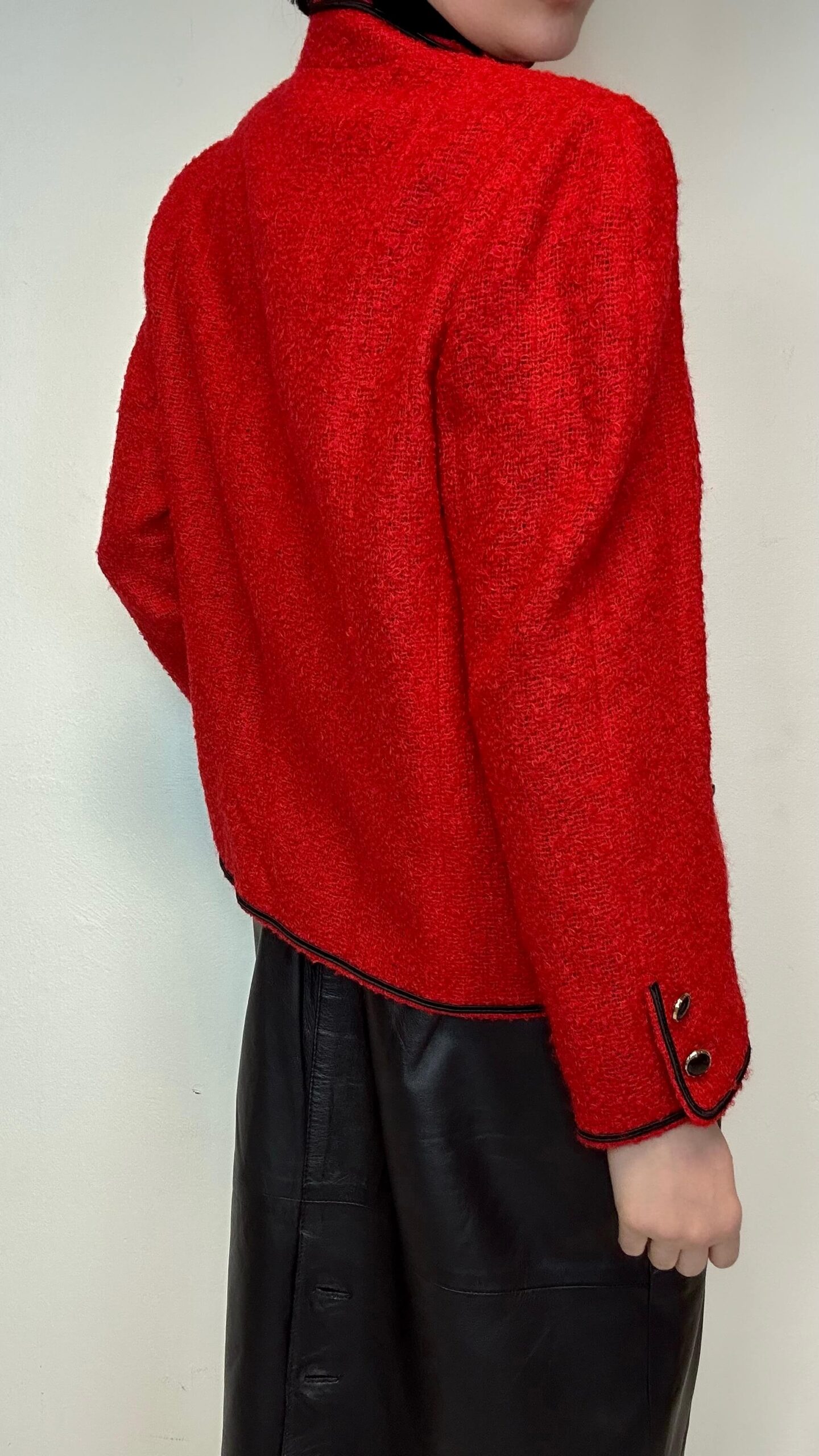 Swiss fire red woolen boucle jacket with front pockets - Image 6