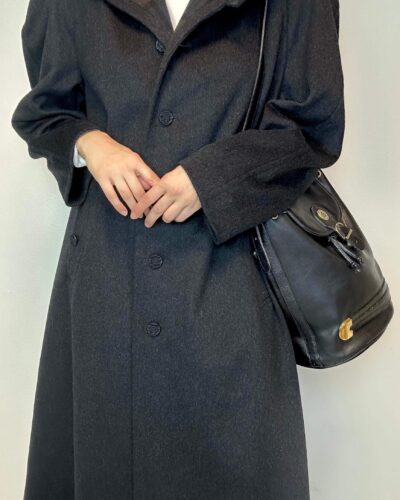 Alpaca wool dark grey wide coat with a hood