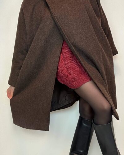 Coffee brown cocoon woolen coat