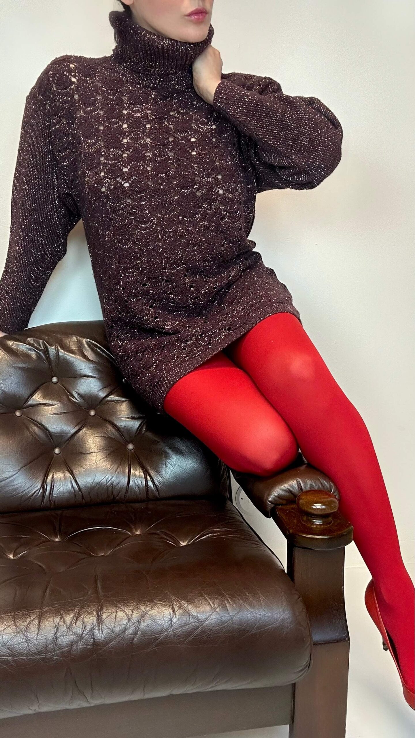 Italian mahogany brown embossed shimmer sweater - Image 2