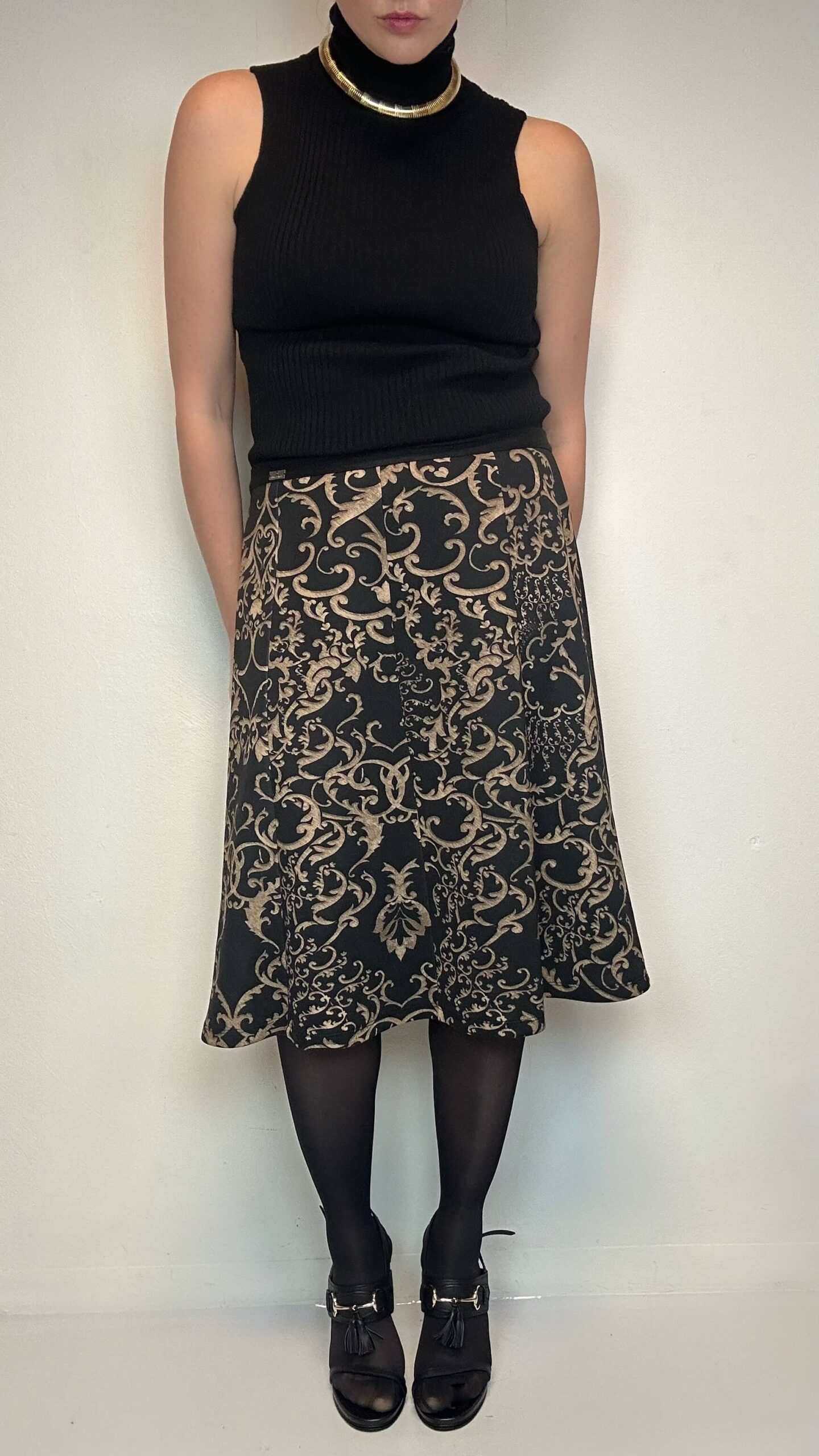 PIERRE CARDIN scroll patterned skirt