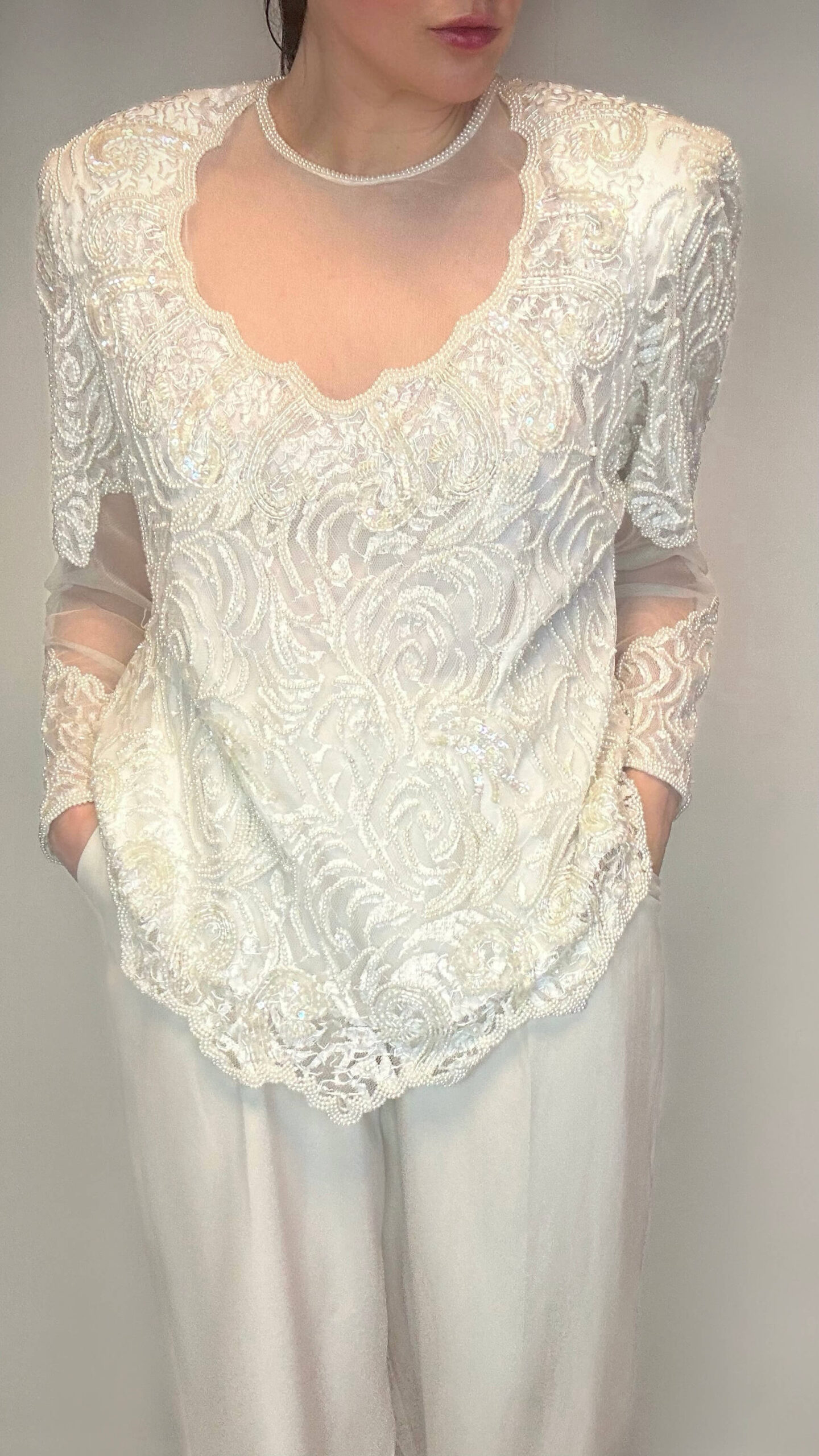 Statement beaded blouse with transparent details
